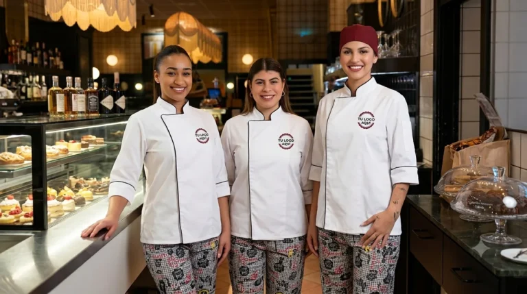 Uniformes por catálogo en Guatapé: filipinas de chef con logo bordado para restaurantes y cafeterías — La Factory